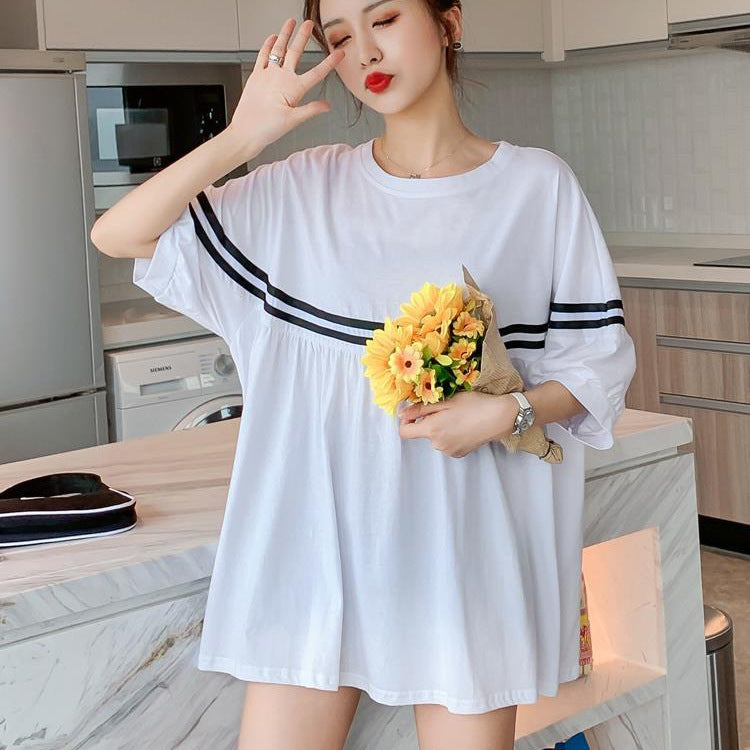 Summer Mid-length Loose Belly Short-sleeved T-shirt Skirt