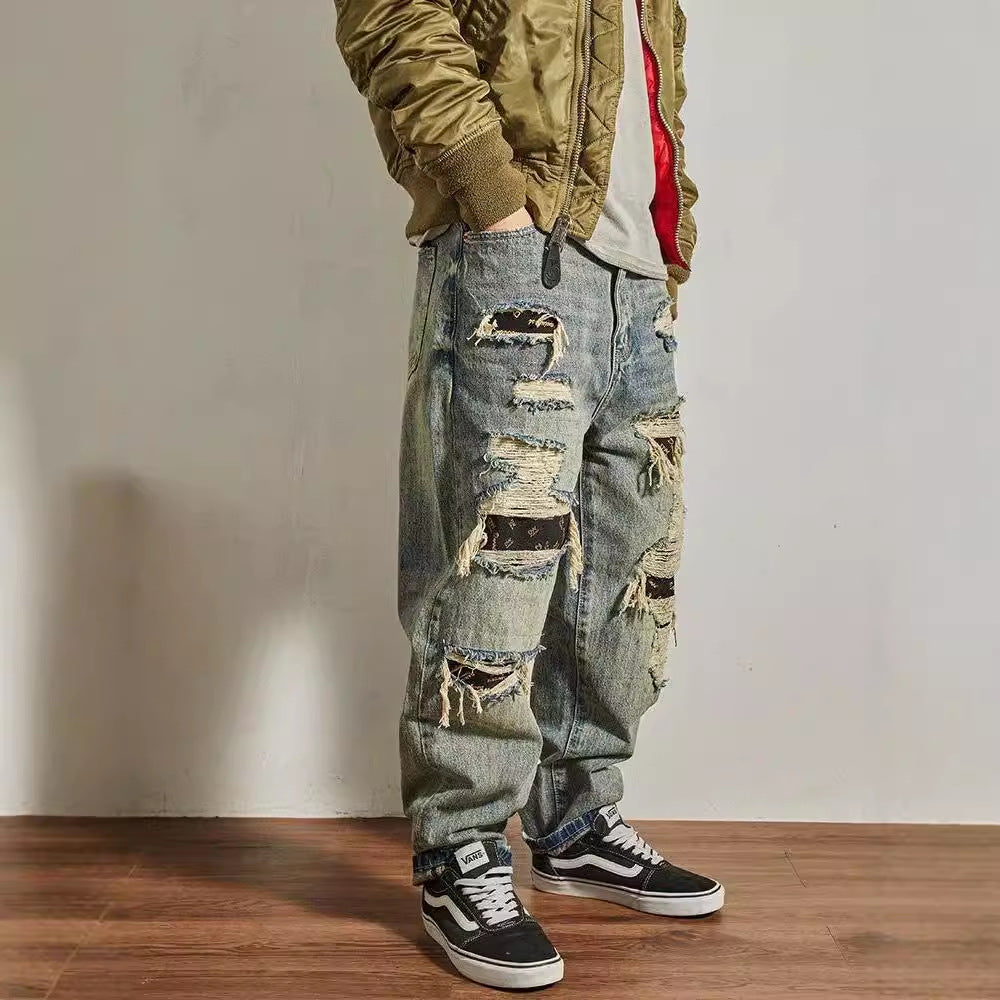 Men's Tapered Distressed Broken jeans