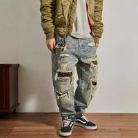 Men's Tapered Distressed Broken jeans
