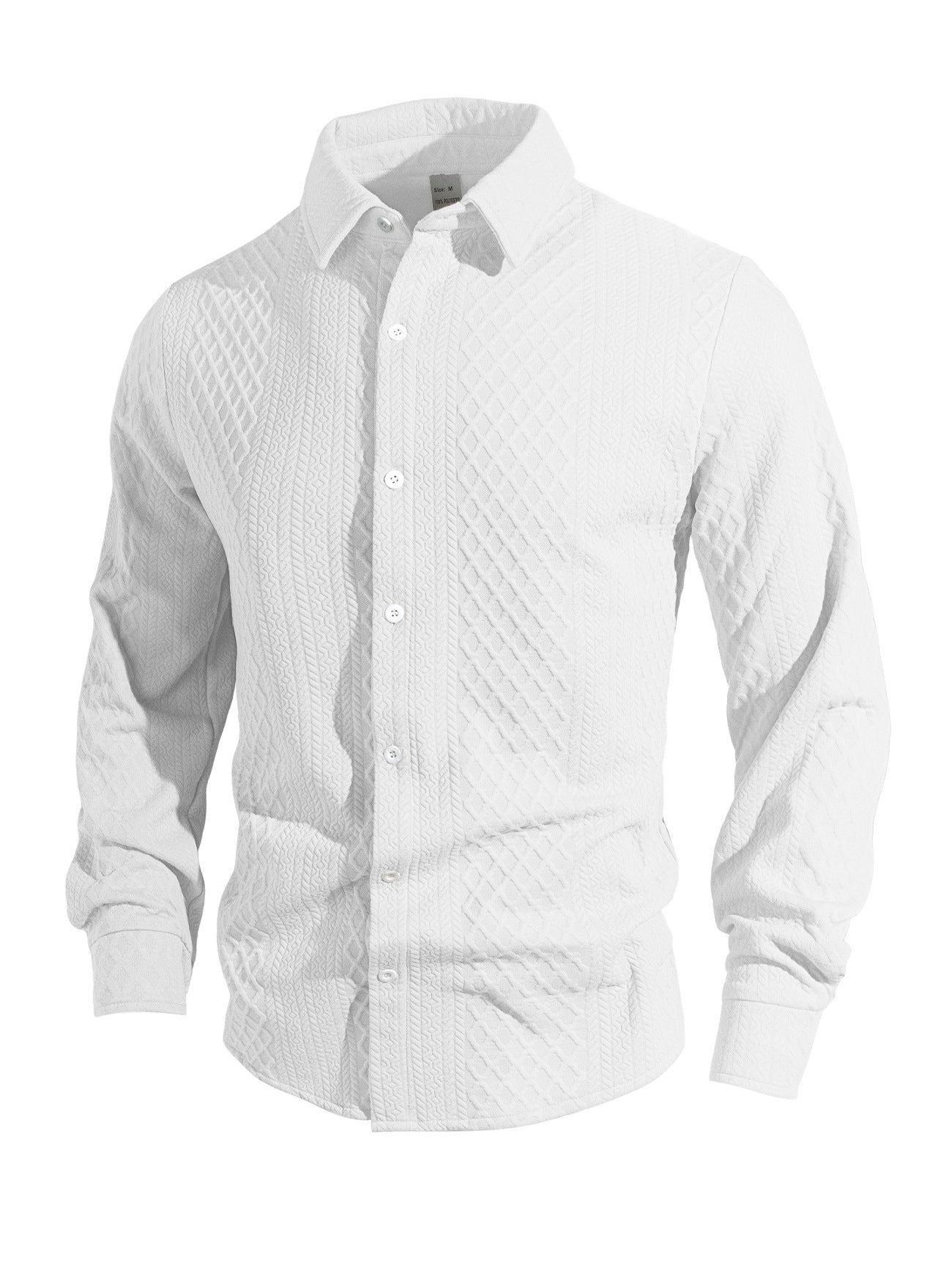 Knitted Floral Single-breasted Casual Sport Business Men's Lapel Long Sleeve Shirt