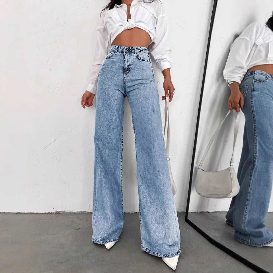 Womens Straight-Leg Denim Jeans