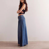 Womens Pleated Denim Jeans