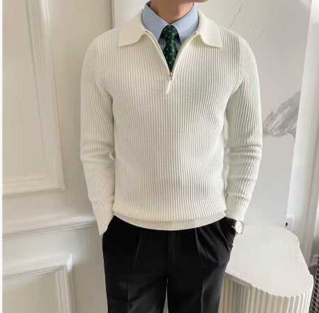 Knitted Polo Sweater With Thermal