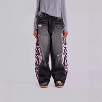 Womens Distressed Relaxed-Fit Denim Jeans