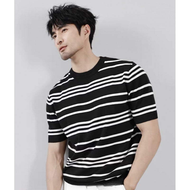 Knitted Ice Silk T-shirt Men's