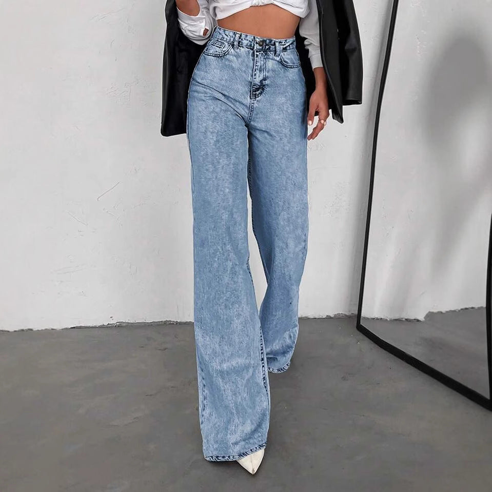Womens Straight-Leg Denim Jeans