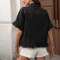 Fringed-hem Denim Jacket