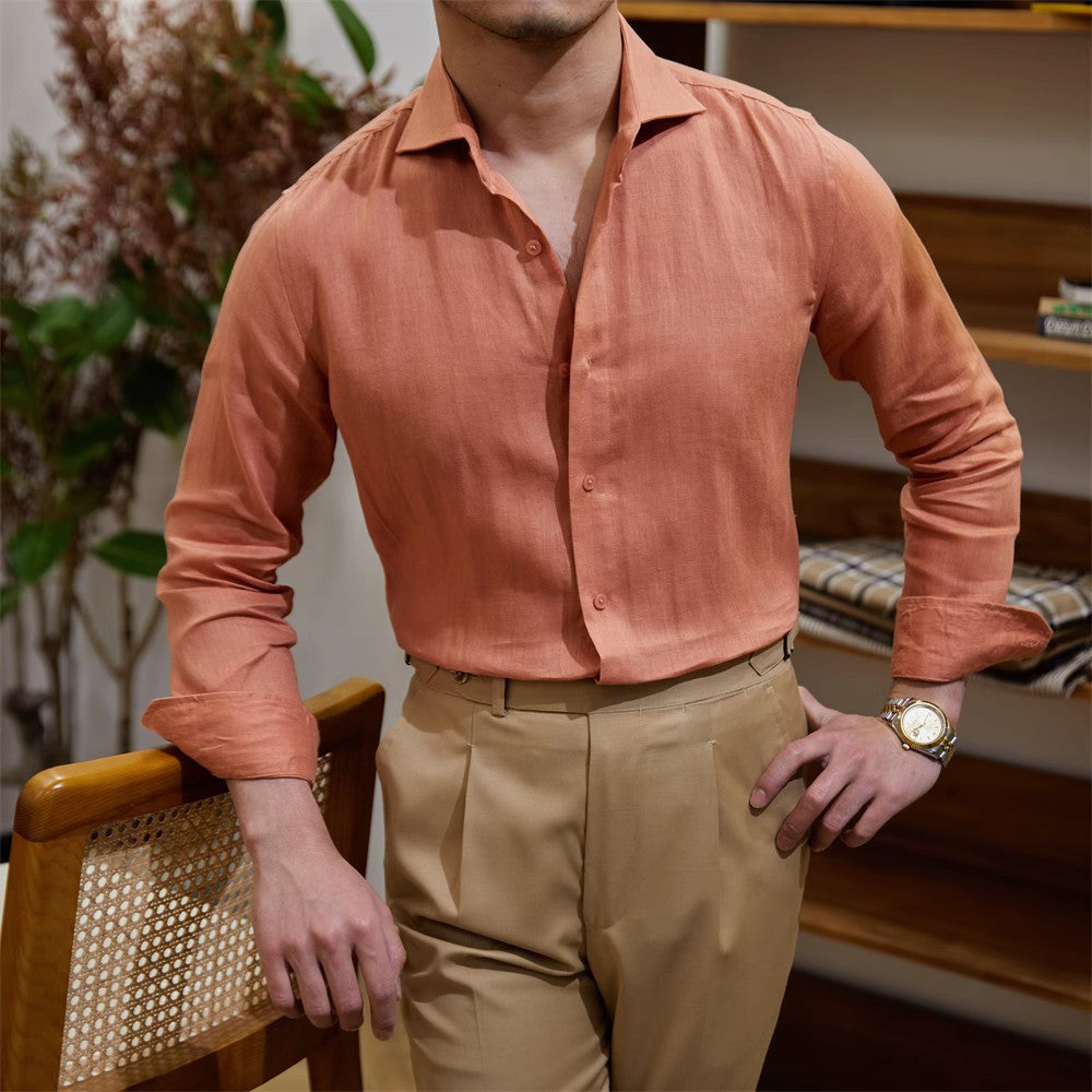 Men's Cotton Linen Long Sleeve Shirt