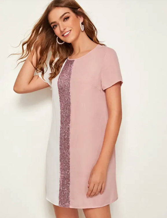 Colorblock dress with sequin detail