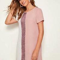 Colorblock dress with sequin detail