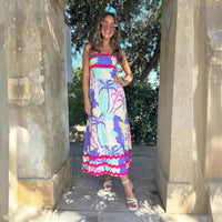 Fashion Printed Women's Wave Sling Dress