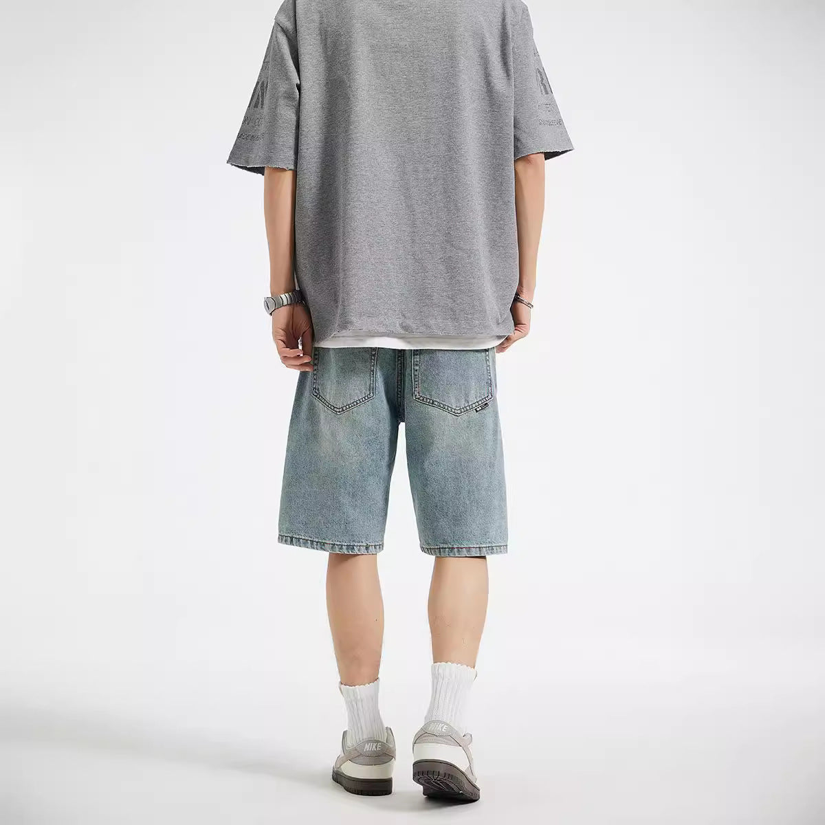 Summer New Structure Loose Straight Denim Shorts Simple All-matching