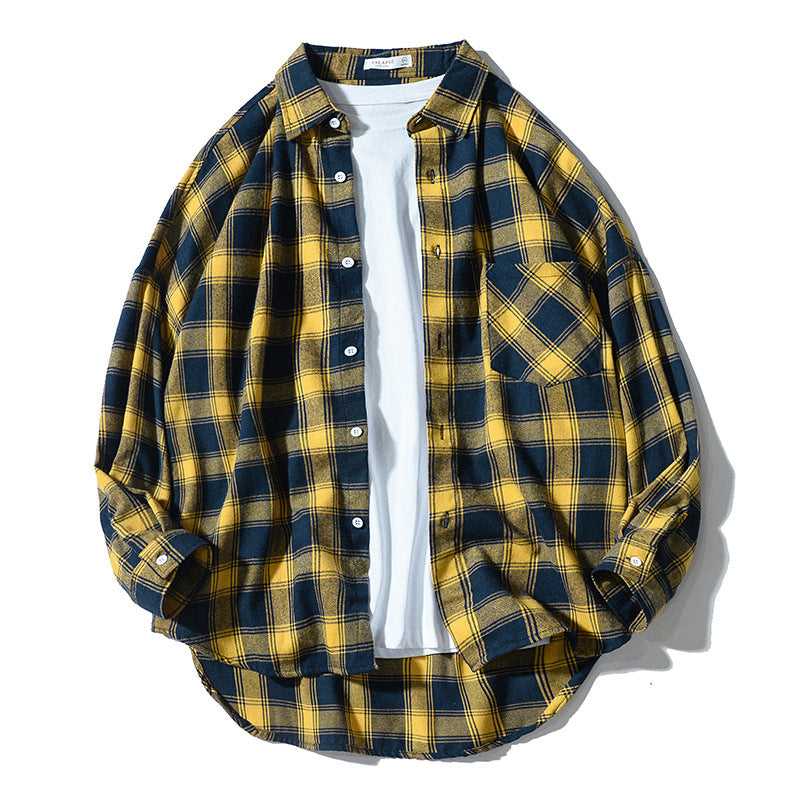 Japanese Style Plaid Long Sleeve Shirt