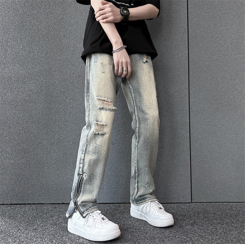 Mens Summer Loose-Fit Denim Jeans