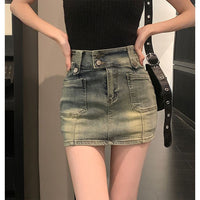 Womens Stretch Vintage Denim Skirt