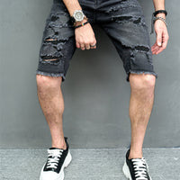 New Men's Five-point Slim Fit Skinny Scrape Denim Shorts