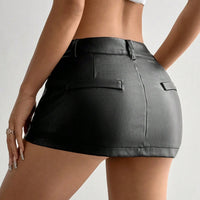 Mid-length Skirt Bodycon Leather Skirt