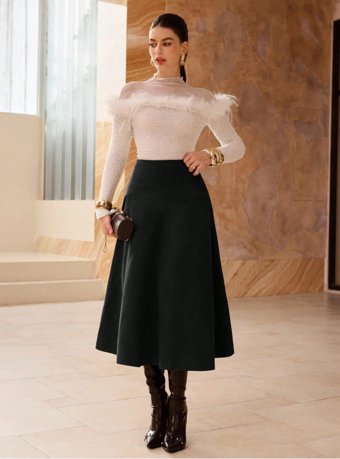 Faux Suede Elegant Skirt