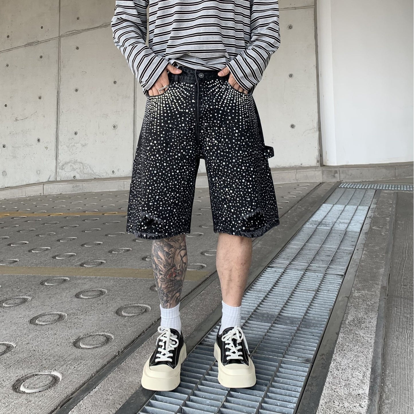 Gradient Cropped Pants Men shorts