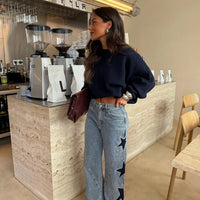 Loose Straight Leg Denim Pants