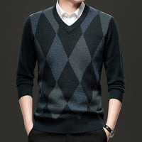Mens Stylish Casual V-Neck Knitted Sweater