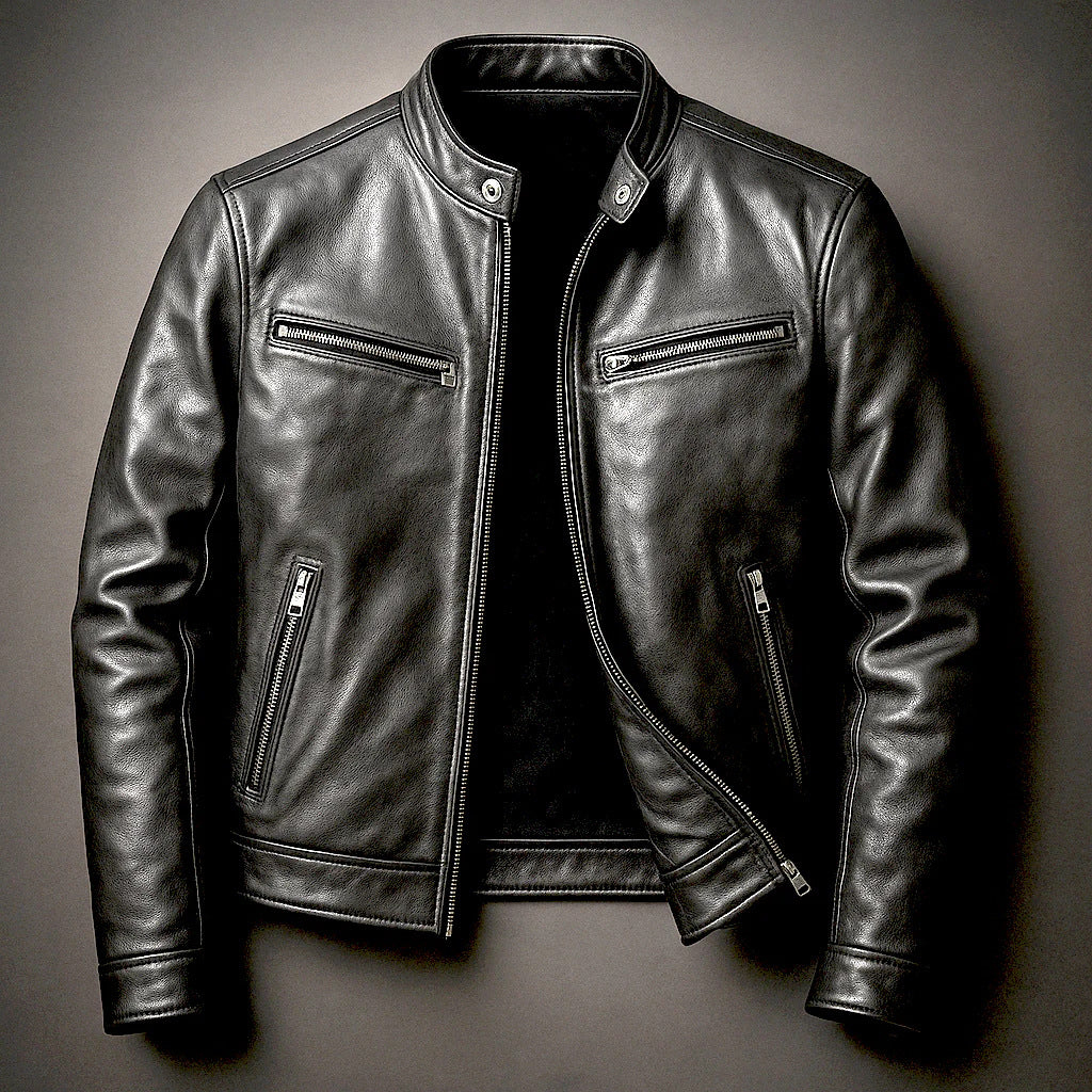 Mens PU Leather Motorcycle Jacket