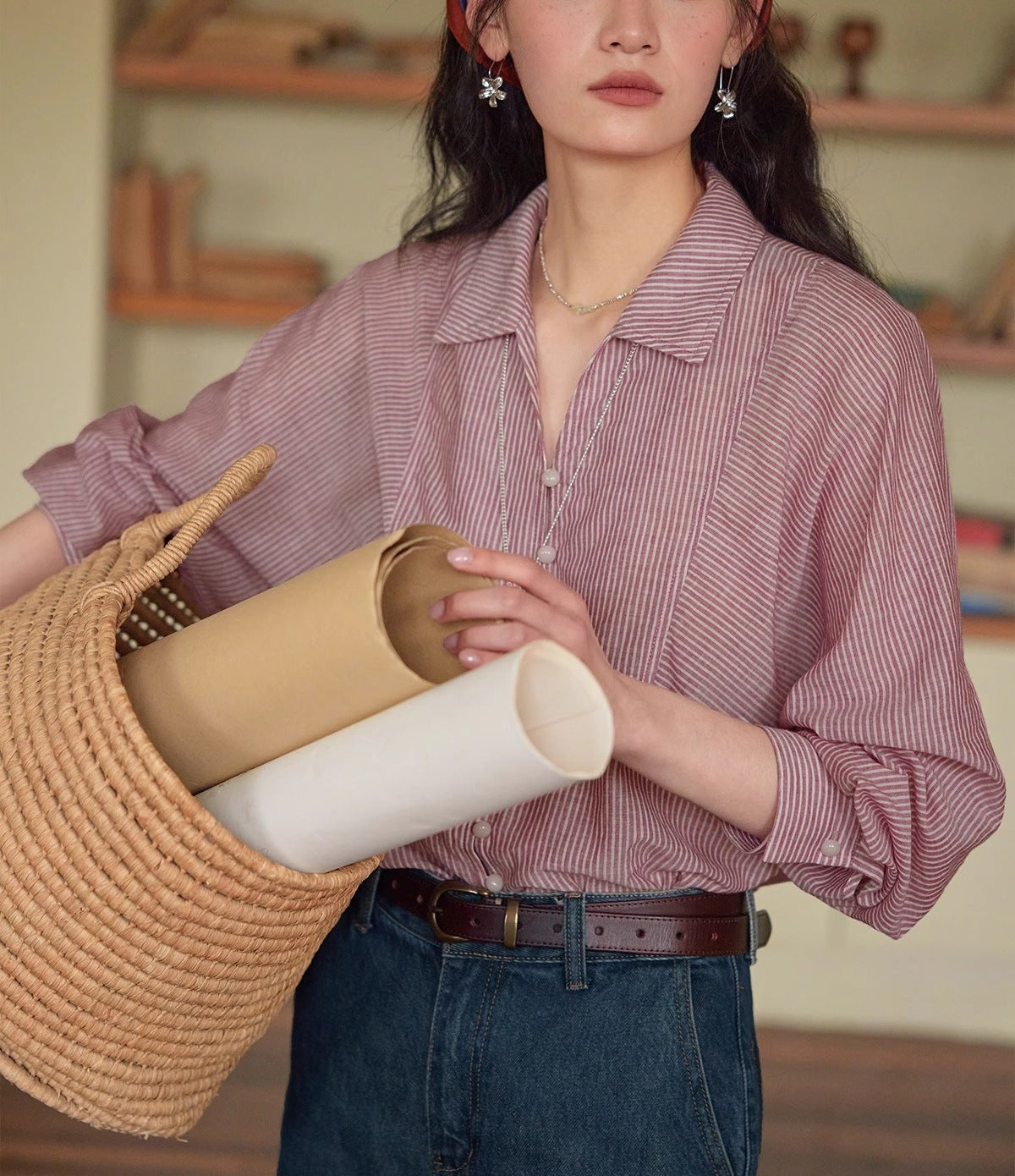 French-striped Sun-protection Shirt