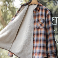 American Retro Plaid, Brushed Shirt Coat Polar Fleece Thermal
