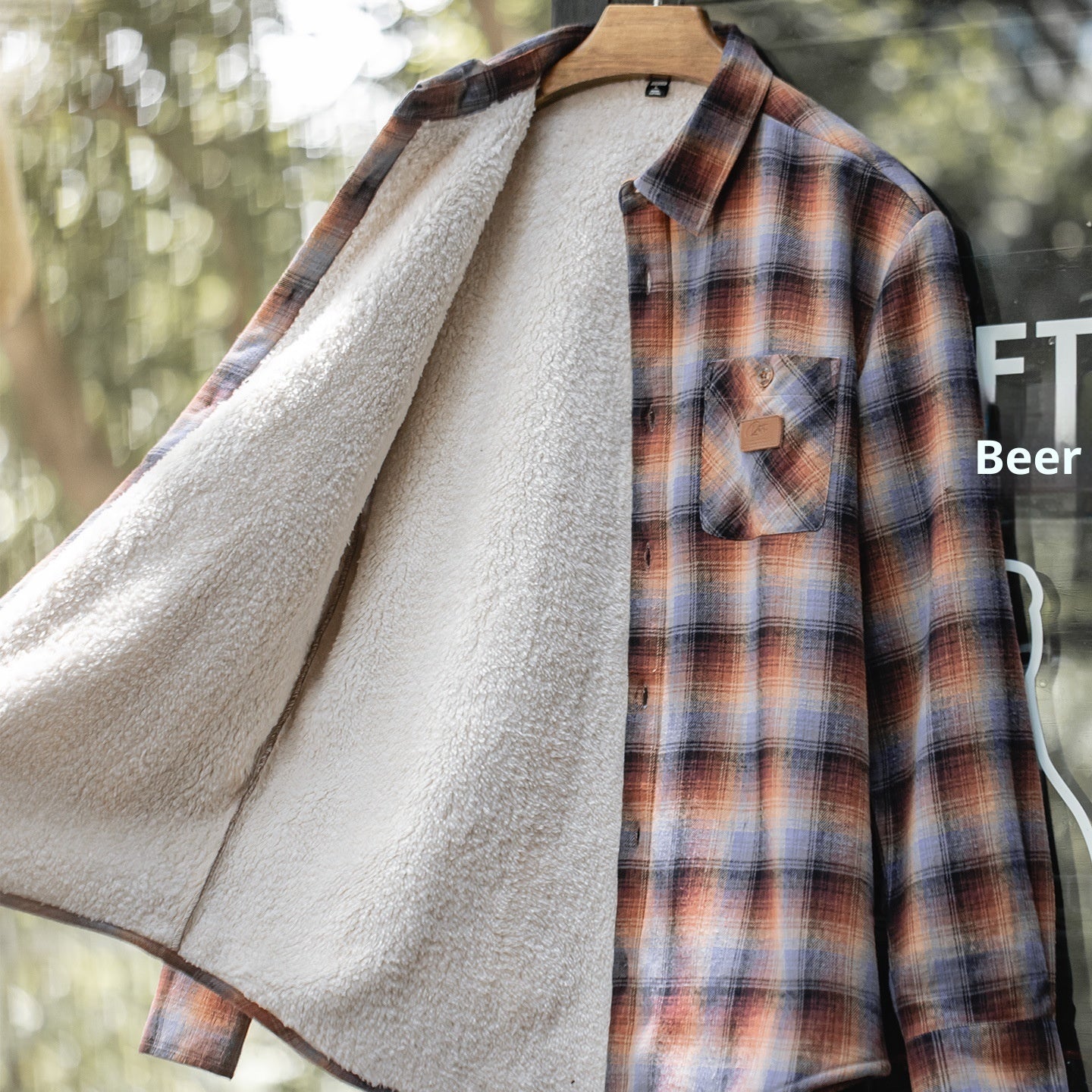 American Retro Plaid, Brushed Shirt Coat Polar Fleece Thermal