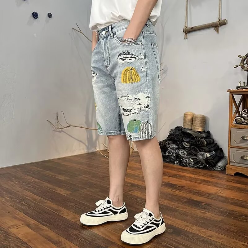 Retro Distressed Cropped Ripped Shorts