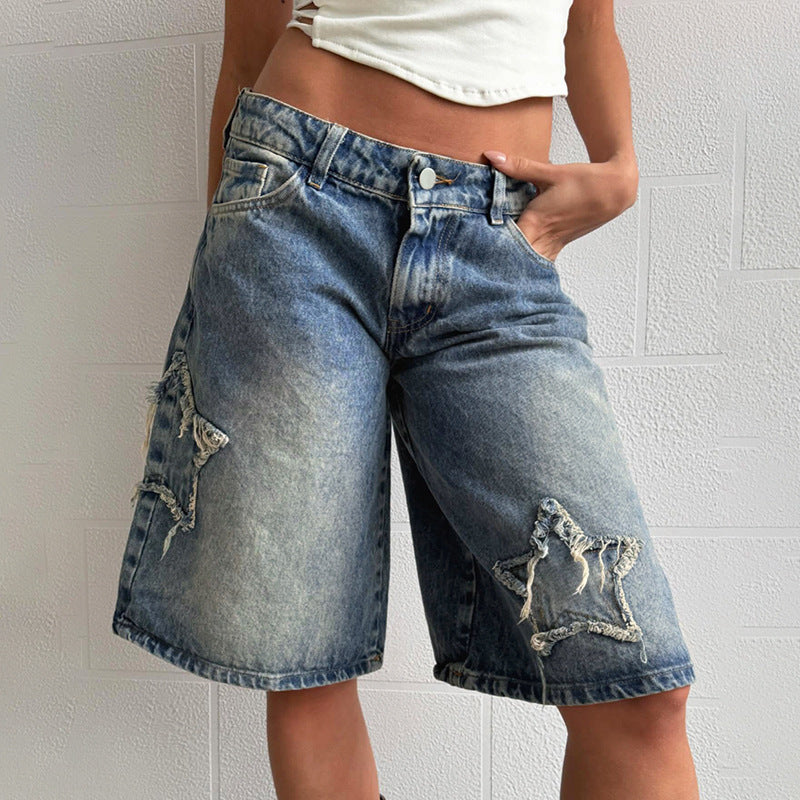 Women's Casual Denim Cropped Pants