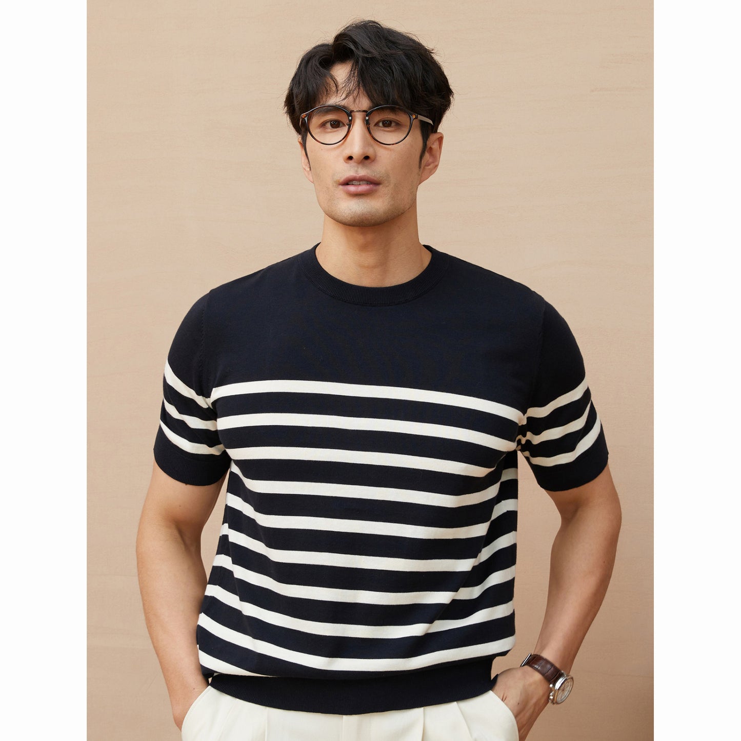 Short-sleeved Knitte Mens T-Shirt