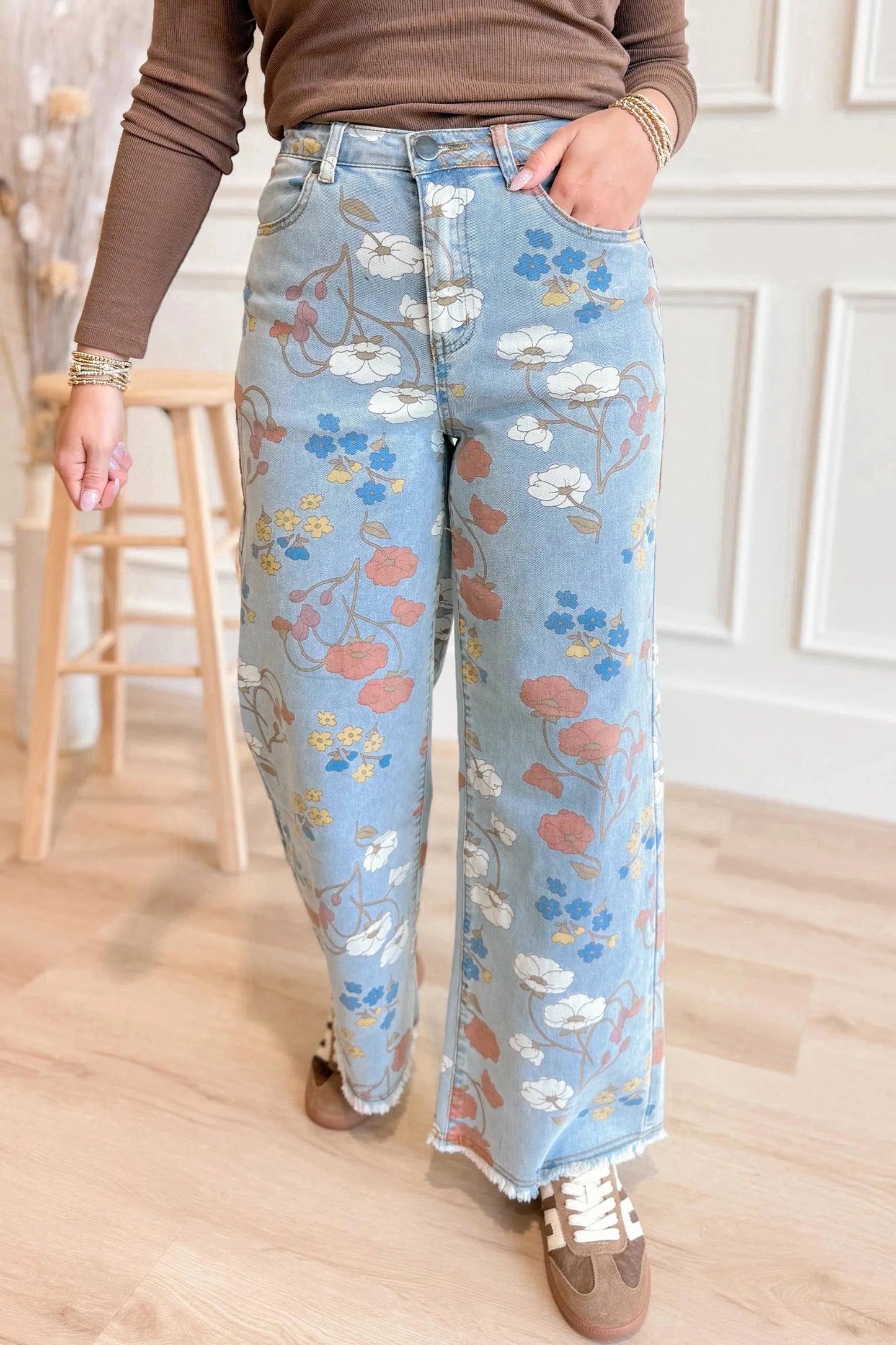 Women's Casual Loose-Fit Irregular Printed Denim Jeans