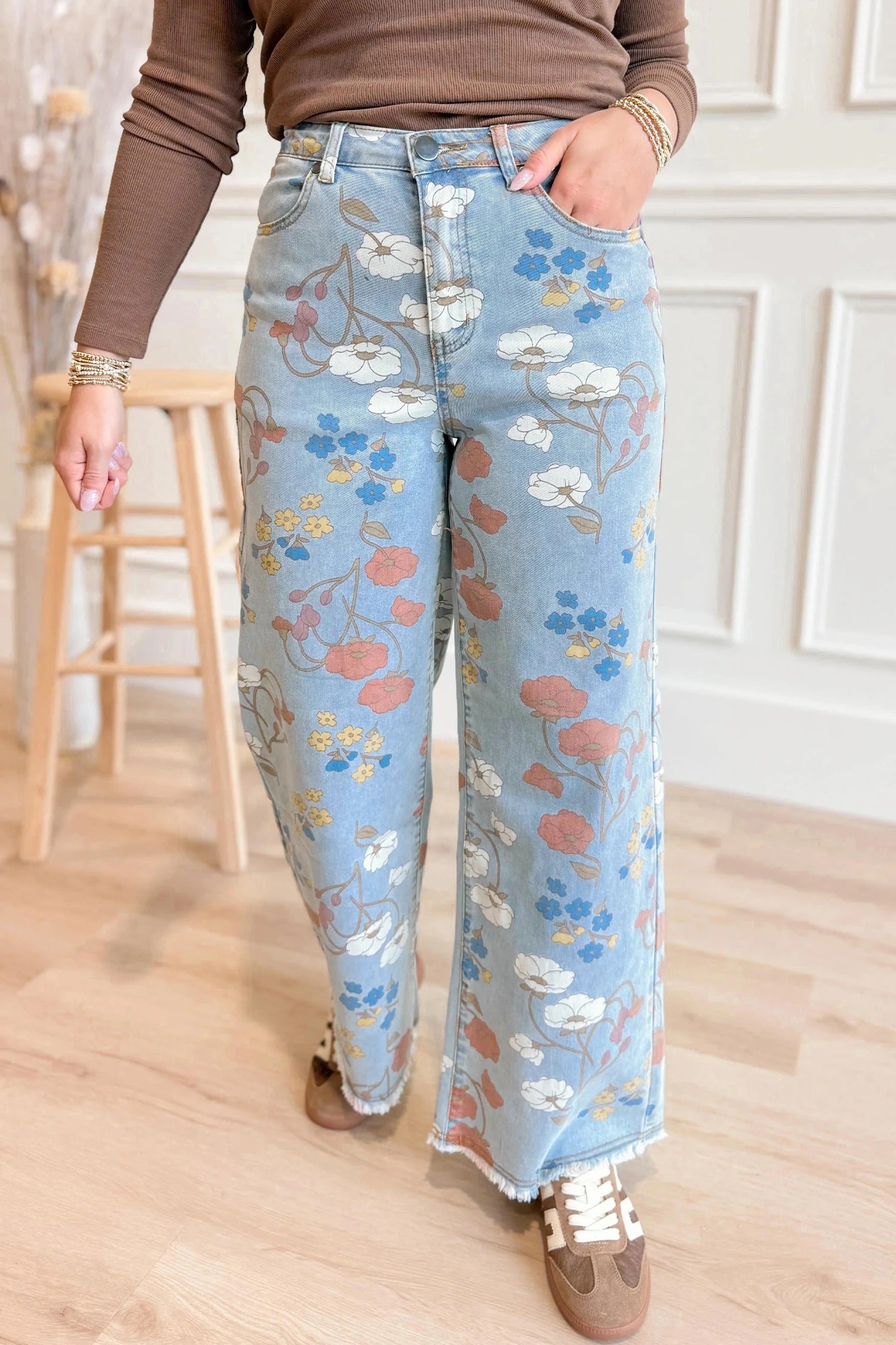 Women's Casual Loose-Fit Irregular Printed Denim Jeans