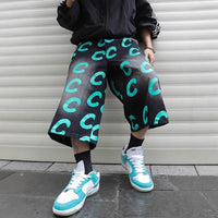 Loose Casual Straight-leg Black Denim Shorts