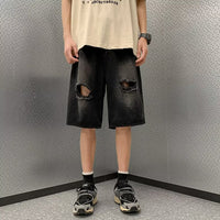 Ruoshuai Men's  Denim Shorts