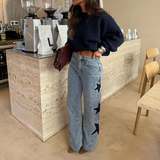 Loose Straight Leg Denim Pants