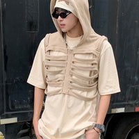 Loose, Versatile Designer-style Sleeveless Hooded Tank Top