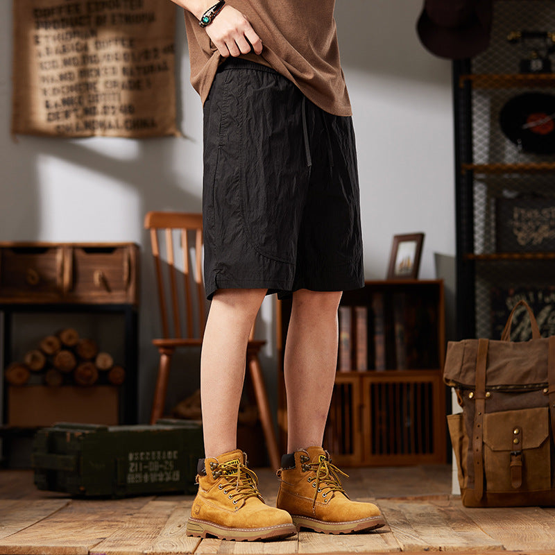 Summer Casual Five Points Youth Popularity Men's Loose Quick-drying Ice Silk Shorts
