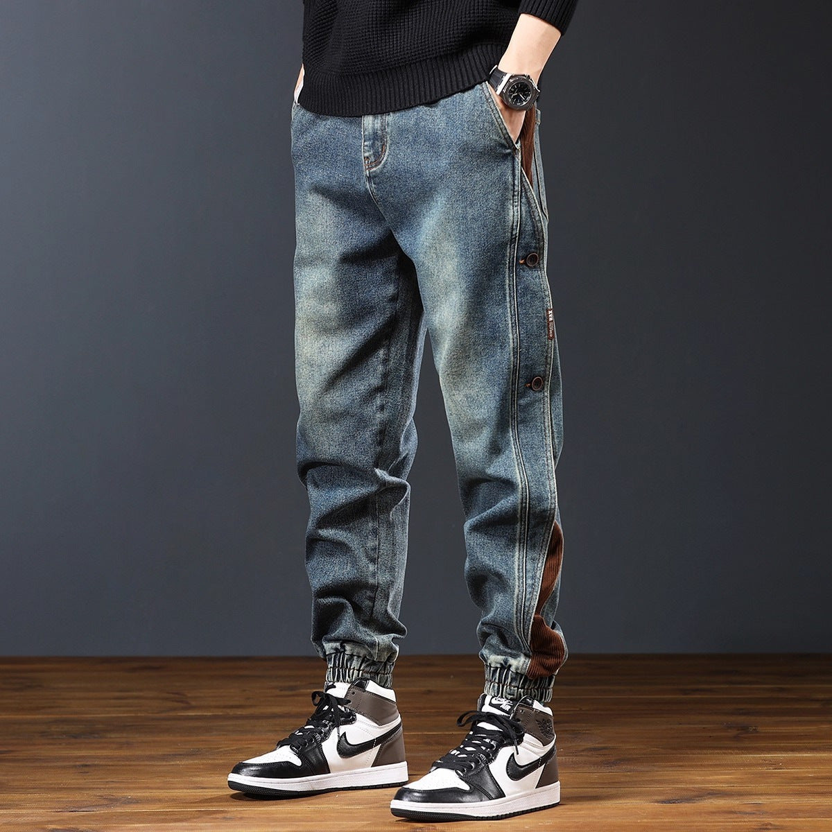American Stitching Harlan Loose All-matching Casual Trendy Ankle Banded Pants