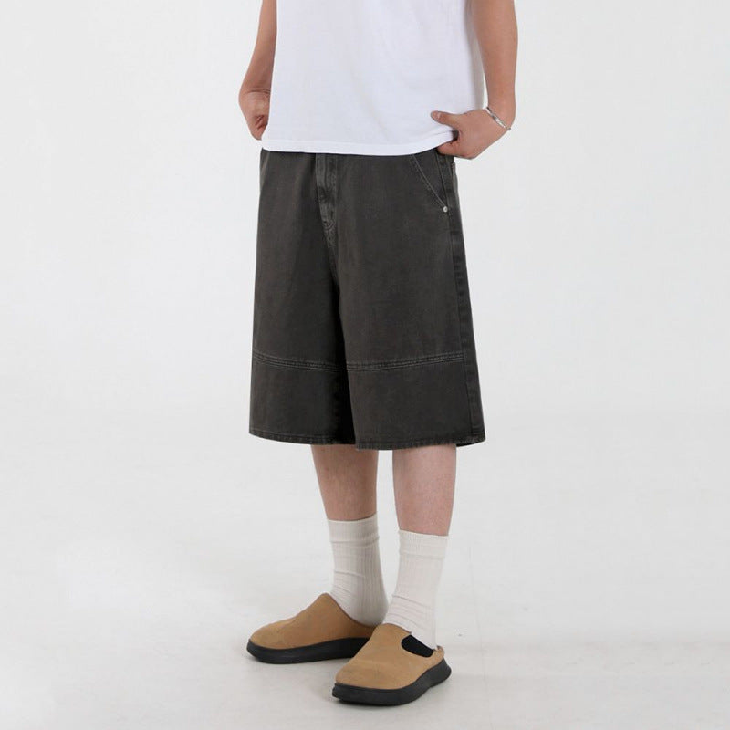 Denim Shorts Men's Loose Leisure Workwear Cropped Pants