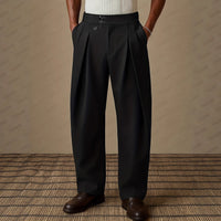 Fashionable Pocket Casual Solid-Color Dress Pants