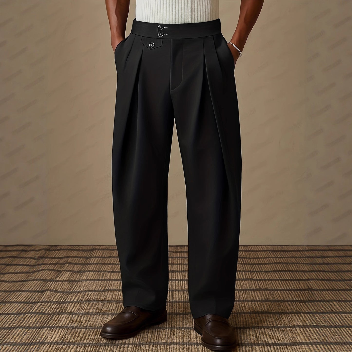 Fashionable Pocket Casual Solid-Color Dress Pants