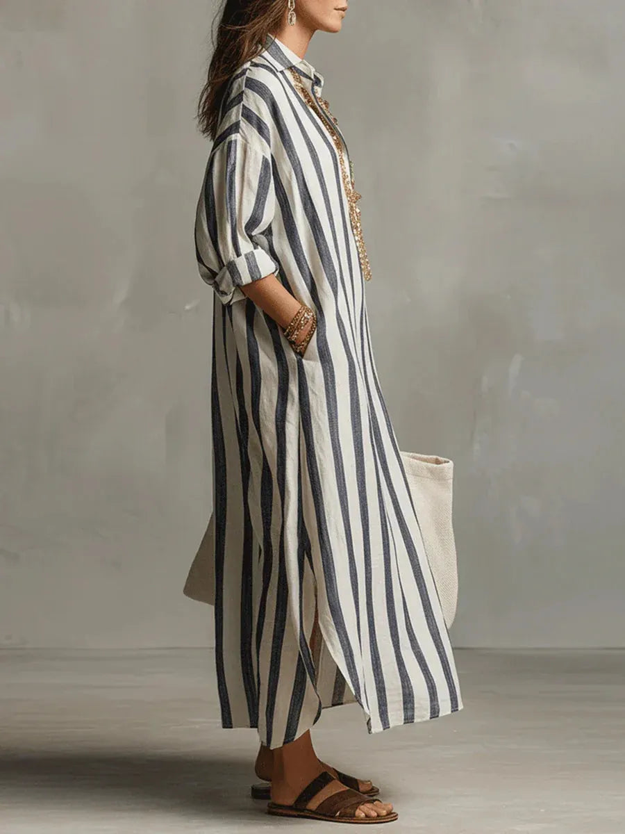 Striped Print Dress Summer Fashion Women's Clothing