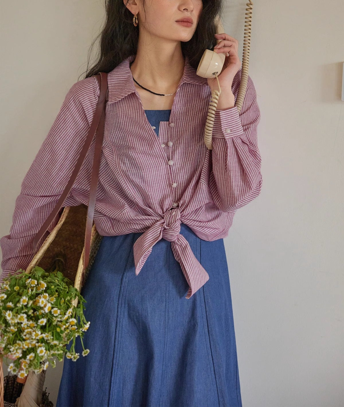 French-striped Sun-protection Shirt