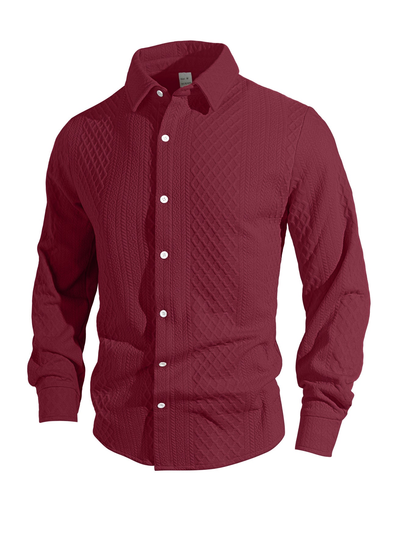 Knitted Floral Single-breasted Casual Sport Business Men's Lapel Long Sleeve Shirt