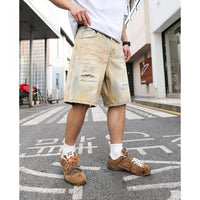 Ripped Straight-leg Denim Men's Shorts