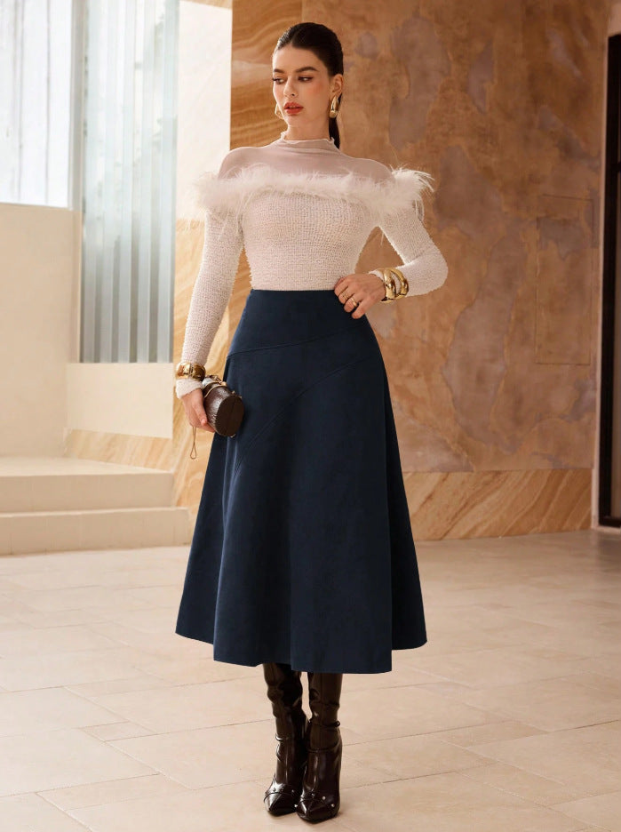 Faux Suede Elegant Skirt