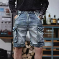 Blue Denim Shorts Men's American High Street