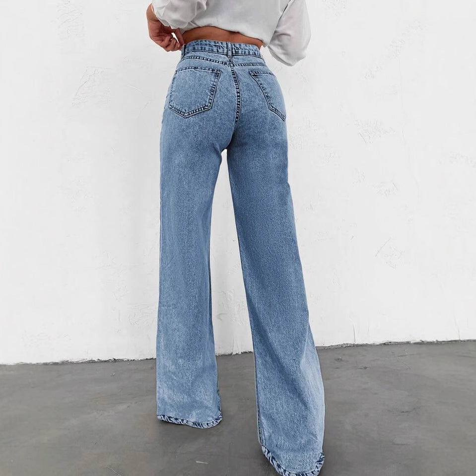 Womens Straight-Leg Denim Jeans